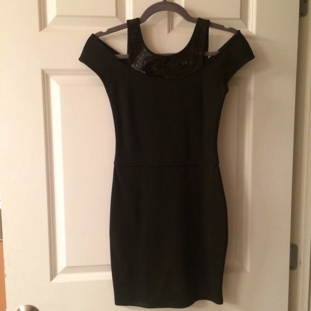 Armani Exchange Cold Shoulder Bodycon Black Dress